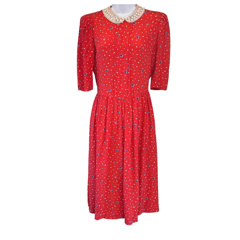 Vintage 80s Carroll Reed Midi Dress Cottagecore Americana Prairie Feminine Retro